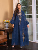 Élégante broderie vert clair Robe longue Abaya