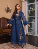 Élégante broderie vert clair Robe longue Abaya