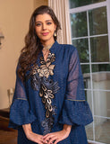 Élégante broderie vert clair Robe longue Abaya