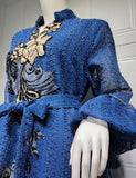 Élégante broderie vert clair Robe longue Abaya