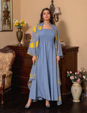 Robe camisole grise musulmane en maille Abaya