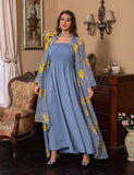 Robe camisole grise musulmane en maille Abaya