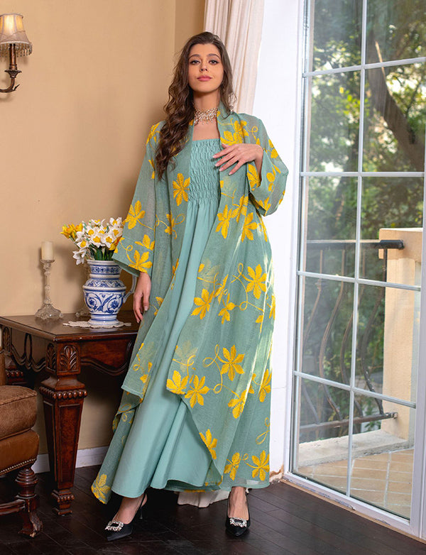 Robe camisole grise musulmane en maille Abaya