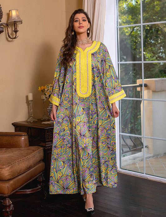 Abaya musulmane Robe brodée jalabiya