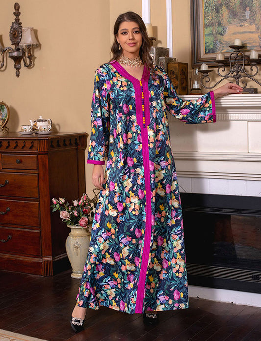 Robe de chambre abaya imprimé vintage