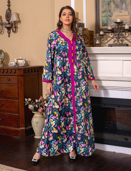 Robe de chambre abaya imprimé vintage