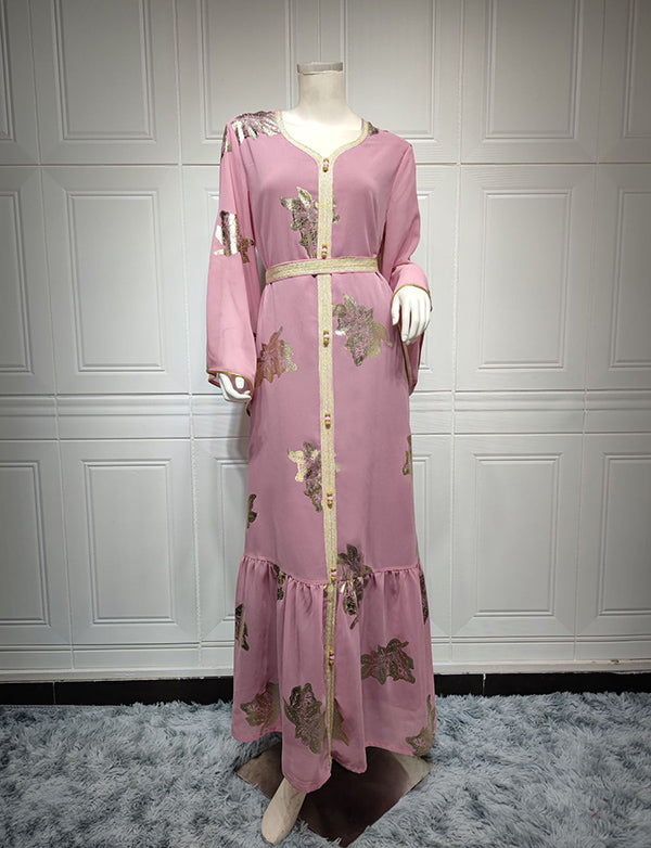 Robe abaya en mousseline de soie de taille supérieure à la mode