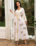 Robe abaya en mousseline de soie de taille supérieure à la mode