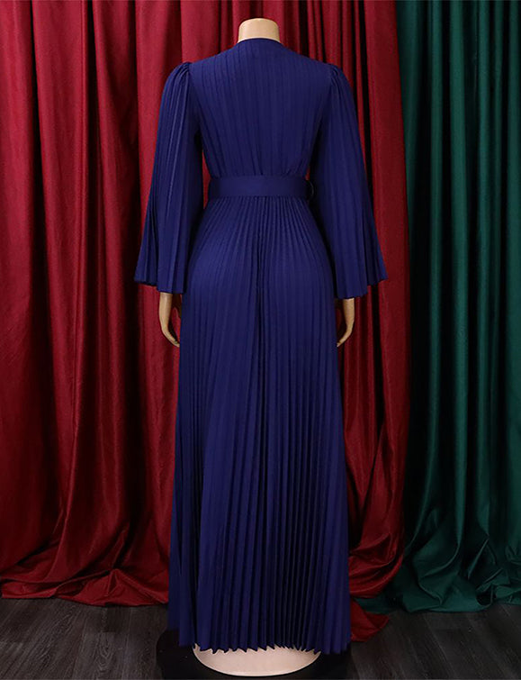 Robe à col en V et ourlet plissé sexy et pressé