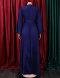 Robe à col en V et ourlet plissé sexy et pressé