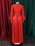 Robe à col en V et ourlet plissé sexy et pressé