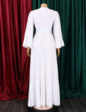 Robe à col en V et ourlet plissé sexy et pressé