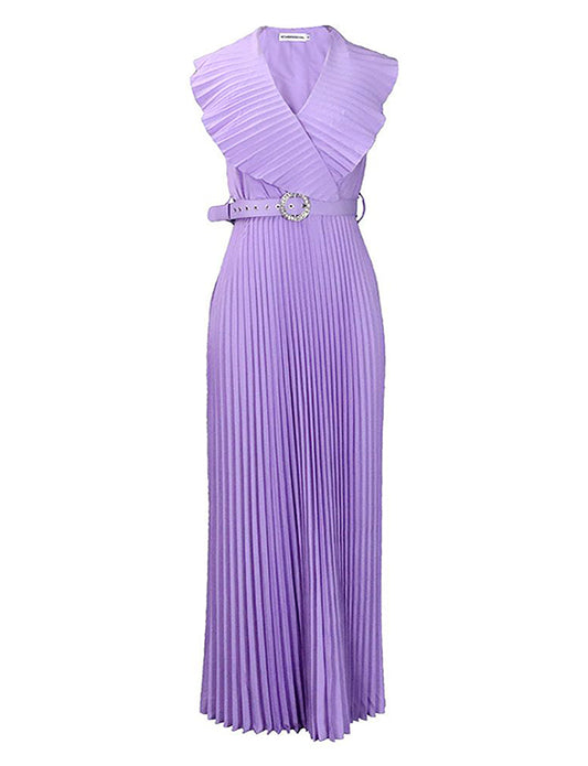 Robe longue à ourlet plissé et à volants, sexy et à la mode