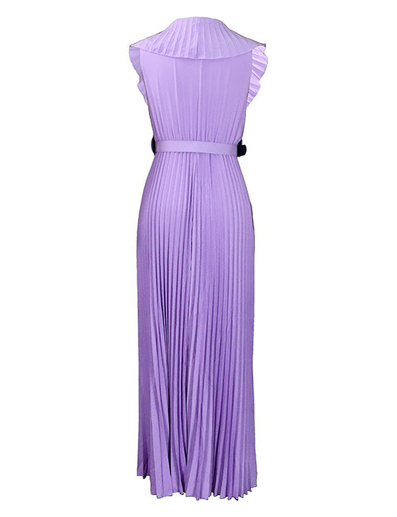 Robe longue à ourlet plissé et à volants, sexy et à la mode