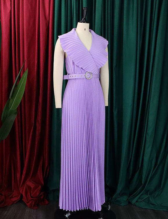 Robe longue à ourlet plissé et à volants, sexy et à la mode