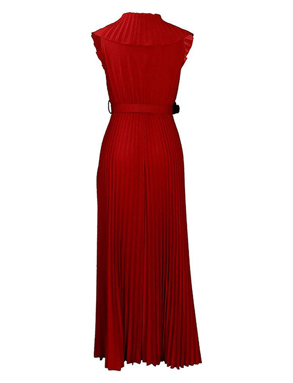 Robe longue à ourlet plissé et à volants, sexy et à la mode