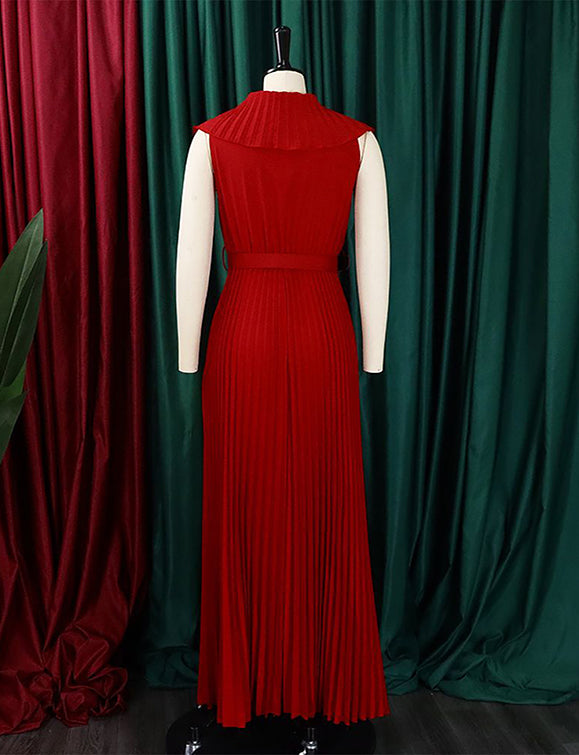 Robe longue à ourlet plissé et à volants, sexy et à la mode