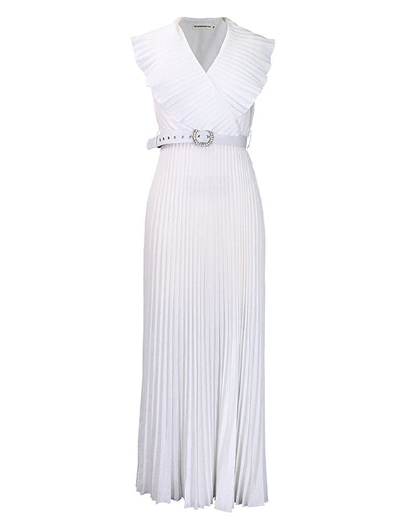 Robe longue à ourlet plissé et à volants, sexy et à la mode
