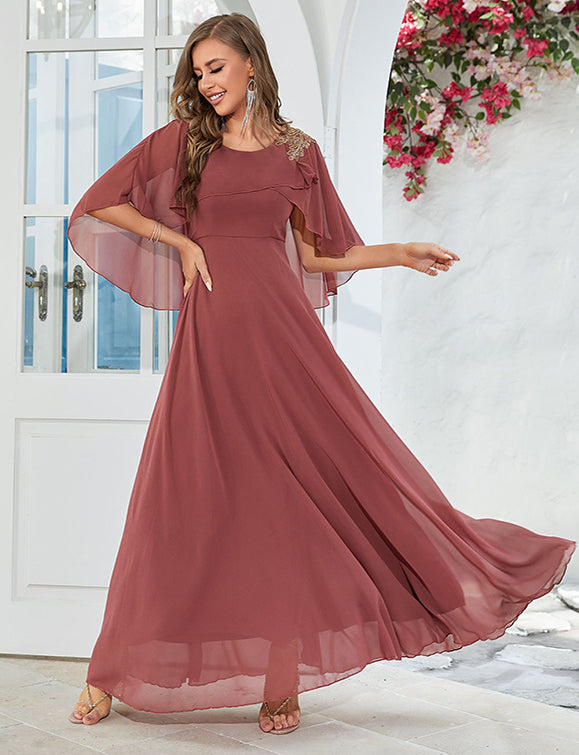 Robe de demoiselle d'honneur en mousseline à coupe ample