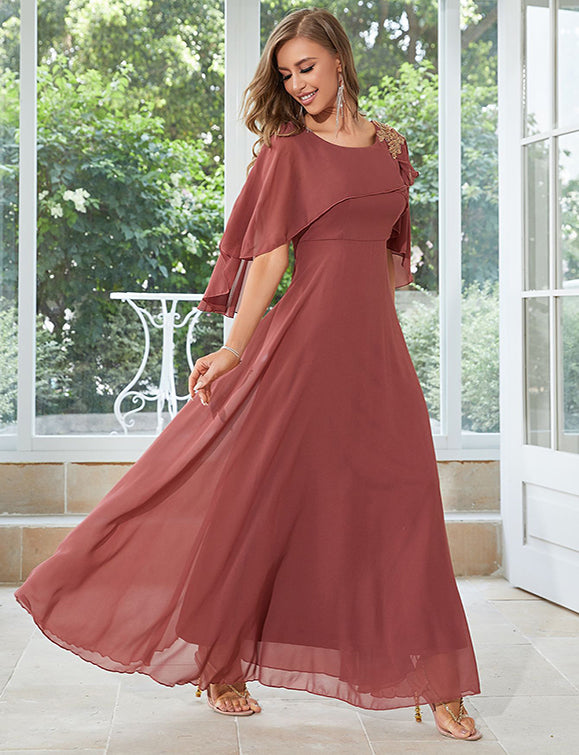 Robe de demoiselle d'honneur en mousseline à coupe ample
