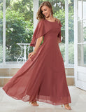 Robe de demoiselle d'honneur en mousseline à coupe ample