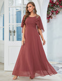Robe de demoiselle d'honneur en mousseline à coupe ample