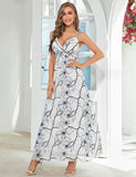 Robe d'été longue en mousseline à imprimé fronde sexy