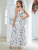 Robe d'été longue en mousseline à imprimé fronde sexy