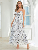 Robe d'été longue en mousseline à imprimé fronde sexy