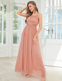 Robe dos nu brodée à taille haute