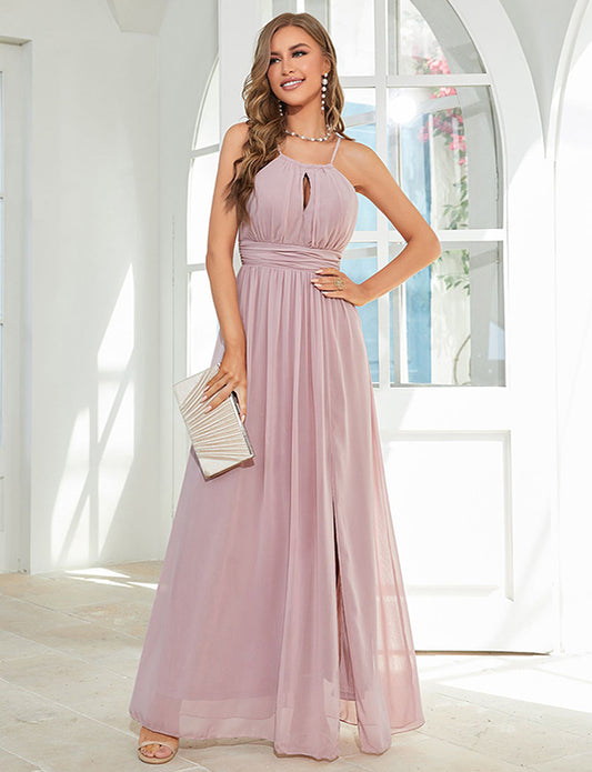 Robe longue dos nu sexy et élégante ouverte sur le devant