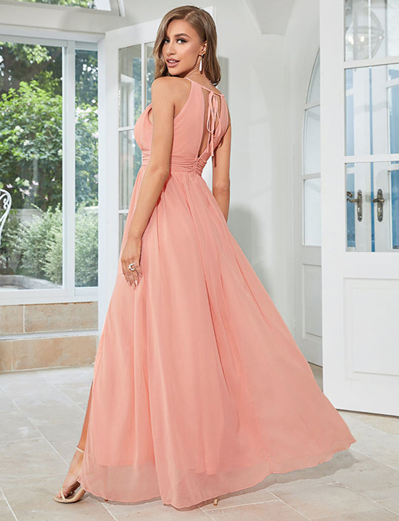 Robe longue dos nu sexy et élégante ouverte sur le devant