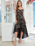 Robe sans manches en dentelle noire au tempérament élégant