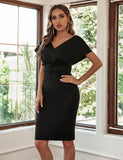 Robe sexy à col en V, sans bretelles et à manches longues