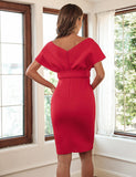 Robe sexy à col en V, sans bretelles et à manches longues
