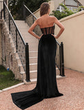 Robe de soirée sexy à bustier en velours coréen
