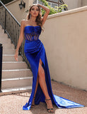Robe de soirée sexy à bustier en velours coréen