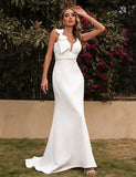 Robe de soirée traînante sexy à col en V