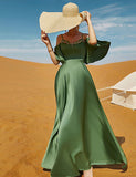 Robe sexy à dos nu en diamant cousu à la main, de couleur verte