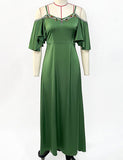Robe sexy à dos nu en diamant cousu à la main, de couleur verte