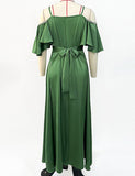Robe sexy à dos nu en diamant cousu à la main, de couleur verte