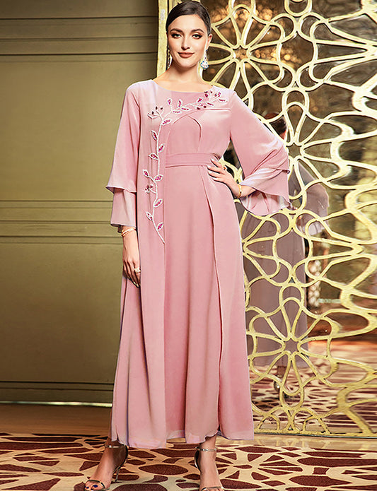 Robe en mousseline de soie double couche à la mode, cousue à la main