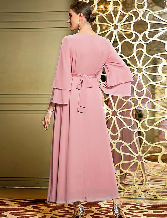 Robe en mousseline de soie double couche à la mode, cousue à la main