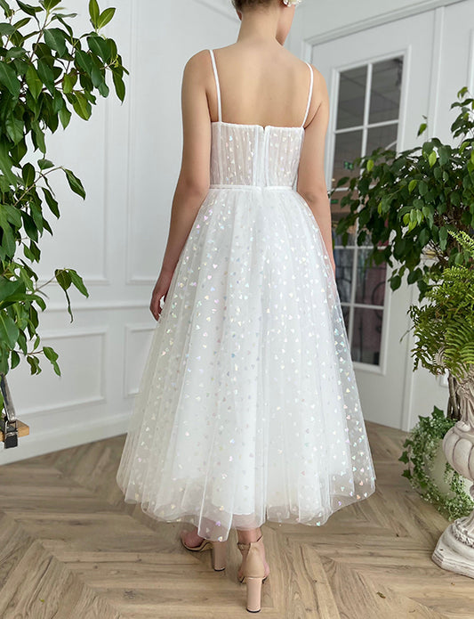 Robe de Soirée Blanc en Tulle Chérie