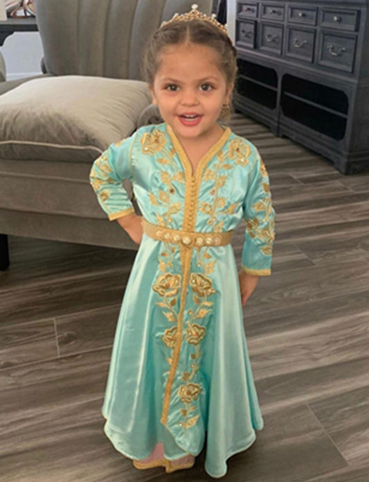 Caftan Enfant en Satin Bleu