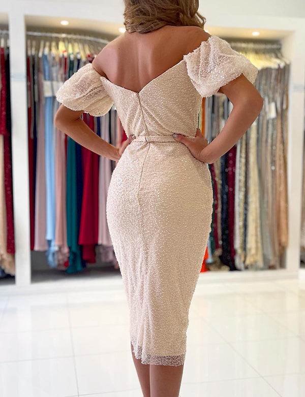 Dressself Robe de Cocktail Courte Champagne Robe de Soirée Chic