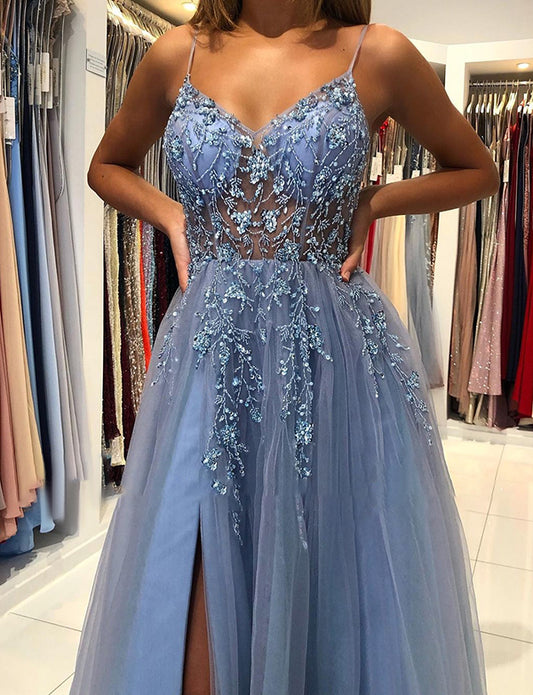 Robe de Soirée en Tulle avec Perles