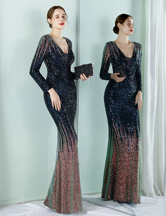 Robe de Soirée Élégante à Paillettes Dégradées