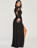 Robe de Soirée Noire à Manches Longues