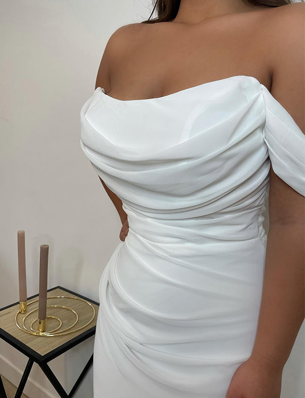 Robe de Soirée Sirène en Satin à Une Épaule Robe Cocktail Mariage –  Dressself